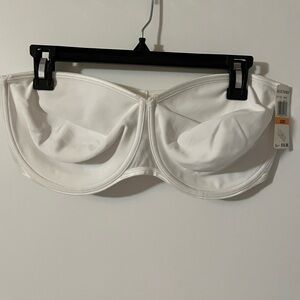 Lily of France White Bandeau underwire strapless bra 42DD